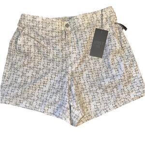 VRST Men's 5" Resort Short Print White/Silver Stamped Geo Slim Fit SZ M